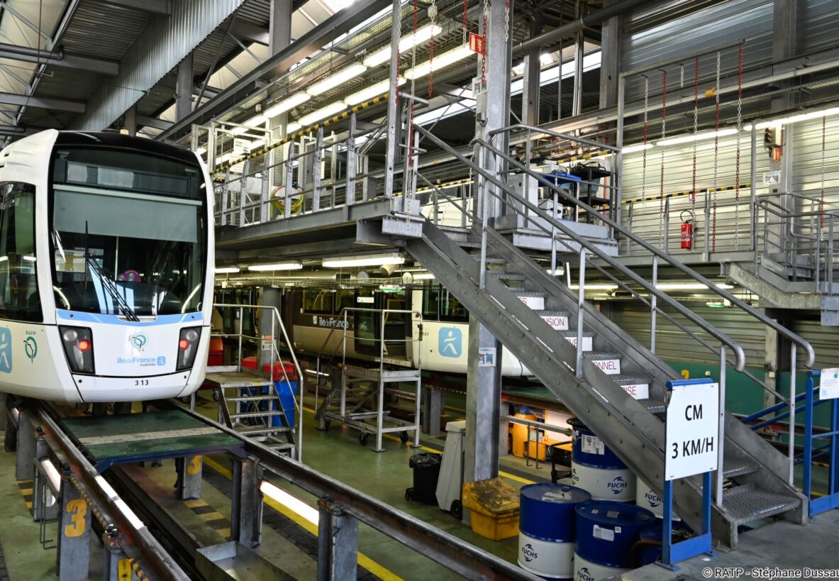 Visuel Comment s’effectue l’entretien des tramways du réseau RATP, exploité pour le compte d’Île-de-France Mobilités ?